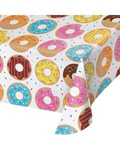 Creative Converting All Over Print Plastic Tablecover, Donut Time -