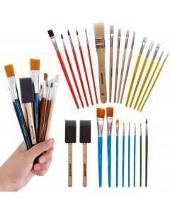 Artlicious Paint Brush Set - Pack of 25, Assorted Variety, All-Purpose Paint Brushes - Use with Acrylic, Oil, Watercolor, Gouache Paints, Face Nail Art, Miniature Detailing and Rock Painting