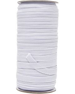Mandala Crafts Flat Elastic Band, Braided Stretch Strap Cord Roll for Sewing and Crafting; 3/8 inch 10mm 50 Yards White