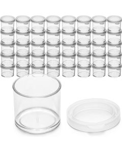 DecorRack 40 Plastic Mini Containers with Lids, 0.5oz, Craft Storage Containers for Beads, Glitter, Slime, Paint or Seed Storage, Small Clear Empty Cups with Lids (40 Pack)
