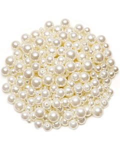 Naler 500pcs Assorted Pearl Beads for DIY Jewelry Making Vase Fillers Table Scatter Wedding Birthday Party Home Decoration, Ivory&White Color, 0.15/0.23/0.30/0.39 inch