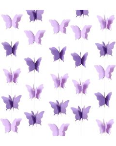 CIEOVO Butterfly Hanging Garland 3D Paper Bunting Banner Party Decorations Wedding Baby Shower Home Decor Purple 4 Pack, 110 inch Long Each
