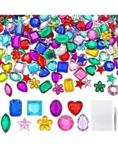 YIQIHAI 360pcs Craft Gems Jewels Acrylic Flatback Rhinestones Gemstone for Arts and Crafts Jewels, 10-15mm，9 Shapes with Tweezers and Storage Box