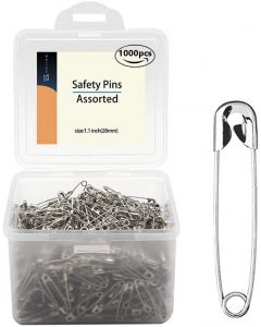 1000Pieces -Safety Pins, 1.1 inch Safety Pins Bulk Metal Silver Sewing Pins Clothing Clips Tool 28mm/ 1.1 inch Decorative Safety pins, Sewing Accessories Kit for Baby Clothing Jewelry Makin (1.1 inch)