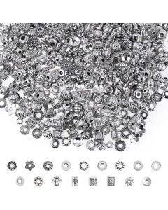Silver Spacer Beads, Cridoz 900Pcs 17 Style Spacer Beads for Jewelry Making Bracelet Necklace Jewelry Findings Accessories