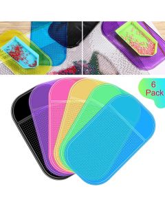 6 Pieces Anti-Slip Tools Sticky Mat for Diamond Painting Sticky Gel Pad Non-Slip Universal Mount Holder 5.6 x 3.3 Inch for Holding Tray 5D Diamond Embroidery Accessories for Kids or Adults
