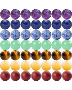 7 Chakra Natural Stone Beads Mixed 100pcs 8mm Round Genuine Real Stone Beading Loose Gemstone Amethyse Color DIY Smooth Beads for Bracelet Necklace Earrings Jewelry Making (7 Chakra Stone, 8mm)