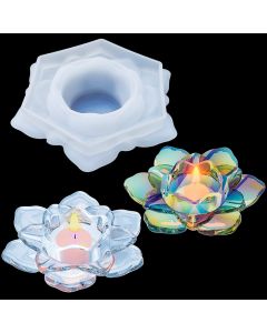 Palksky Lotus Tealight Candles Holders Resin Mold, Flower Candlestick Epoxy Casting Silicone Molds for DIY Jewelry Box, Trinket Container, Candy Box Home Table Decoration