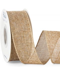 Ribbli Burlap Wired Ribbon,1-1/2 Inch x 10 Yard,Natural,Solid Wired Edge Ribbon for Big Bow,Wreath,Tree Decoration,Outdoor Decoration