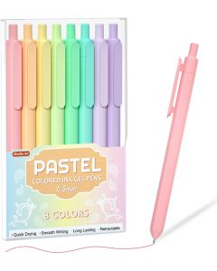 Colored Retractable Gel Pens, Shuttle Art 8 Pastel Ink Colors, Cute Pens 0.5mm Fine Point Quick Drying for Writing Drawing Journaling Note Taking School Office Home