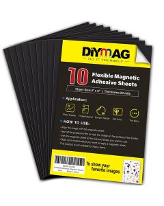 DIYMAG Magnetic Adhesive Sheets, |4" x 6"|, 10 Pack，Cuttable Magnetic Sheets，Flexible Magnet Sheets with Adhesive for Crafts, Photos and Die Storage, Easy Peel and Stick