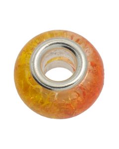 Smooth Acrylic European Beads - 14x8mm - Large Hole Loose Glitter Charms Silver Tone Core