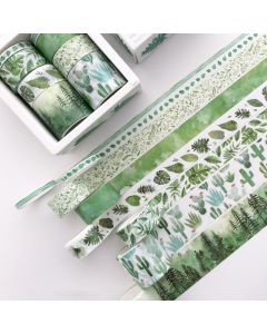 Washi Tape Green Plants Collection - Scrapbooking Adhesive Masking Tape
