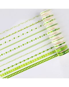 Washi Tape Colored Patterns Collection - 8mmx3m - Scrapbooking Adhesive Masking Tape 