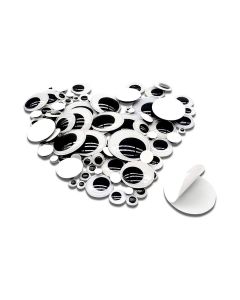 Plastic Googly Wiggle Eyes Self-Adhesive Round 6mm to 35mm Mixed Assorted Sizes - 300 Pieces